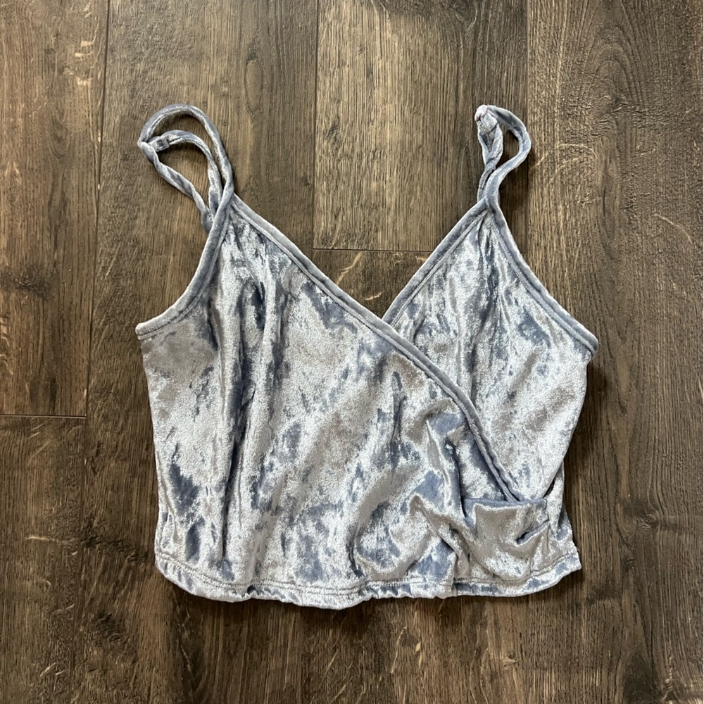 Light Blue Velvet Tank Top